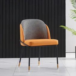 Molded leather upholstered Dining room Chair restaurant coffee shop dining chairs with metal legs