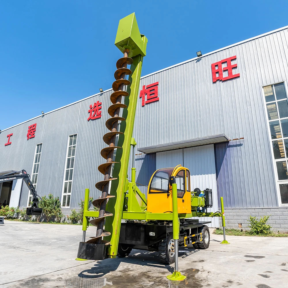 Engineering Construction Diesel Hydraulic Screw Pile Driver Photovoltaic wheel Screw Pile Driver