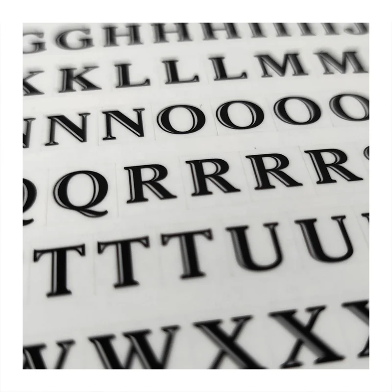 High quality transparent removable waterproof vinyl soft kiss cut sticker for Black Number and letter sticker