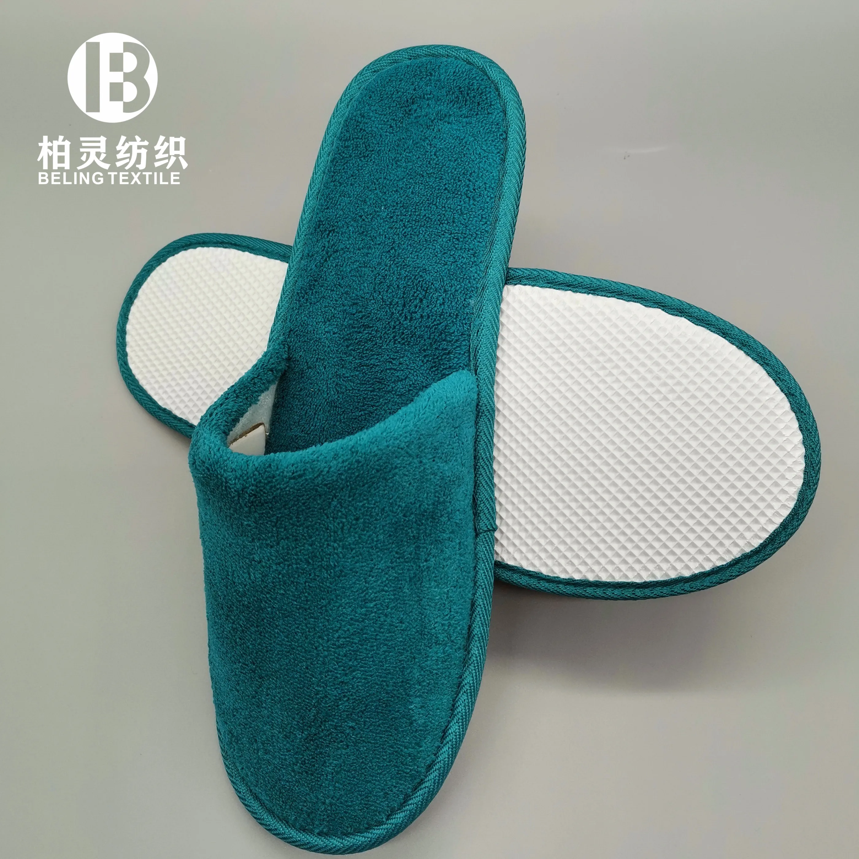 
micro coral fleece slipper customer logo disposable hotel wholesale travel anti slip 