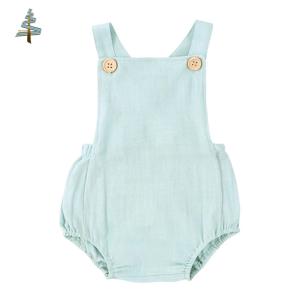 Комбинезон для младенцев из хлопка и льна без рукавов с открытой спиной