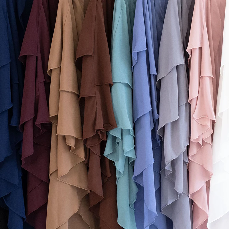 New Arrival Chiffon Khimar 3 layers Overhead Big Scarf Ramadan Eid Islamic Niqab Prayer Abaya Jilbab Khimar