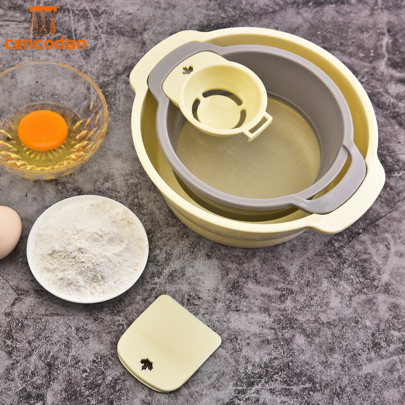 Wholesale pp home baking tools set simple home egg white separator flour sifter four sets flour bolt
