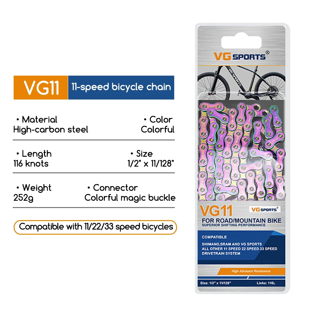 116 Links 8 9 10 11 Speed Bicycle Chain MTB Bike Electroplated Colorful /Silver Chain Road Bike Chains Part