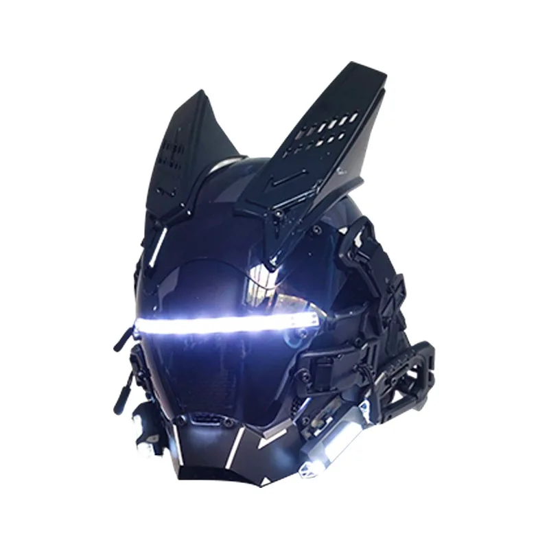 White Round Light Wing Cyberpunk Mask cosplay male tech head cover Photography Street Shot Full Face Mask