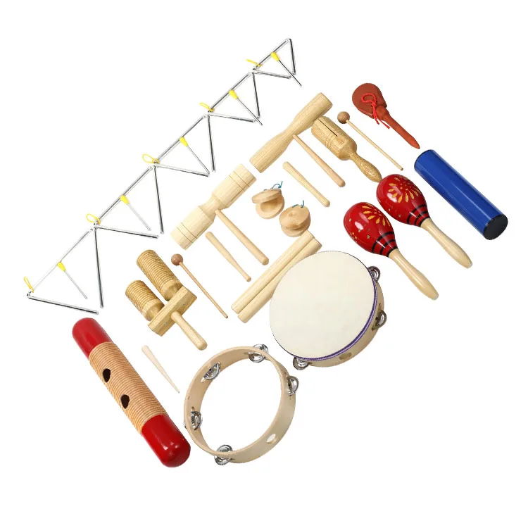 Educational Wooden Percussion Kids Instruments 17 pcs Musical Toy Set for Kids