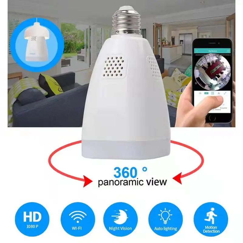 ABE Hot  APP HD 1080P Mini bulb Camera 2MP Light Bulb Wifi CCTV Camera Wireless Security Surveill Ptz Language intercom Camera