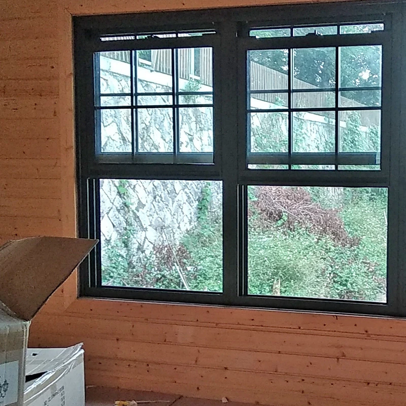 USA Style Villa Security Vertical Sliding Sash Tempered Glass Aluminium Aluminum Black Double Hung Windows