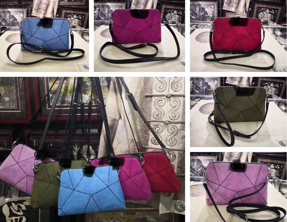 PoPular style 100% genuine salmon leather jointed colorful  handbag for lady