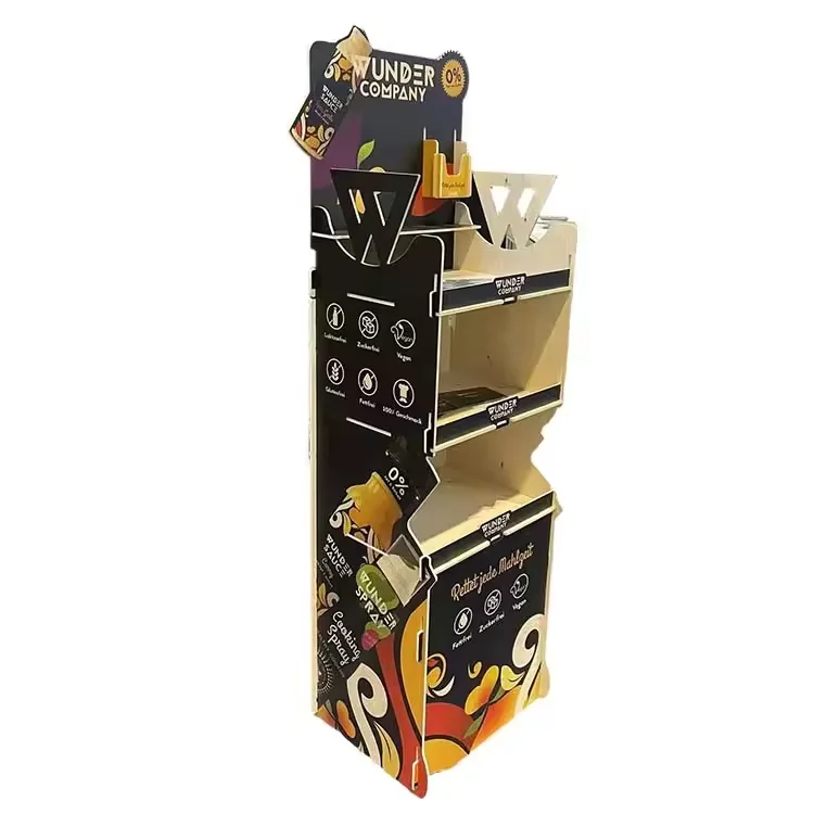 Factory Customized Strong load-bearing red wine and water capacity wood honey display shelf shop shelves and display cabinets