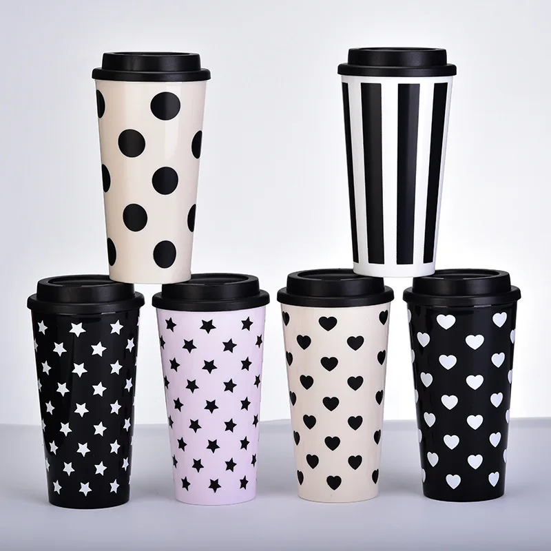 Custom Eco-friendly Double Walled Travel car Coffee Mug black Reusable Coffee Tumbler Cup