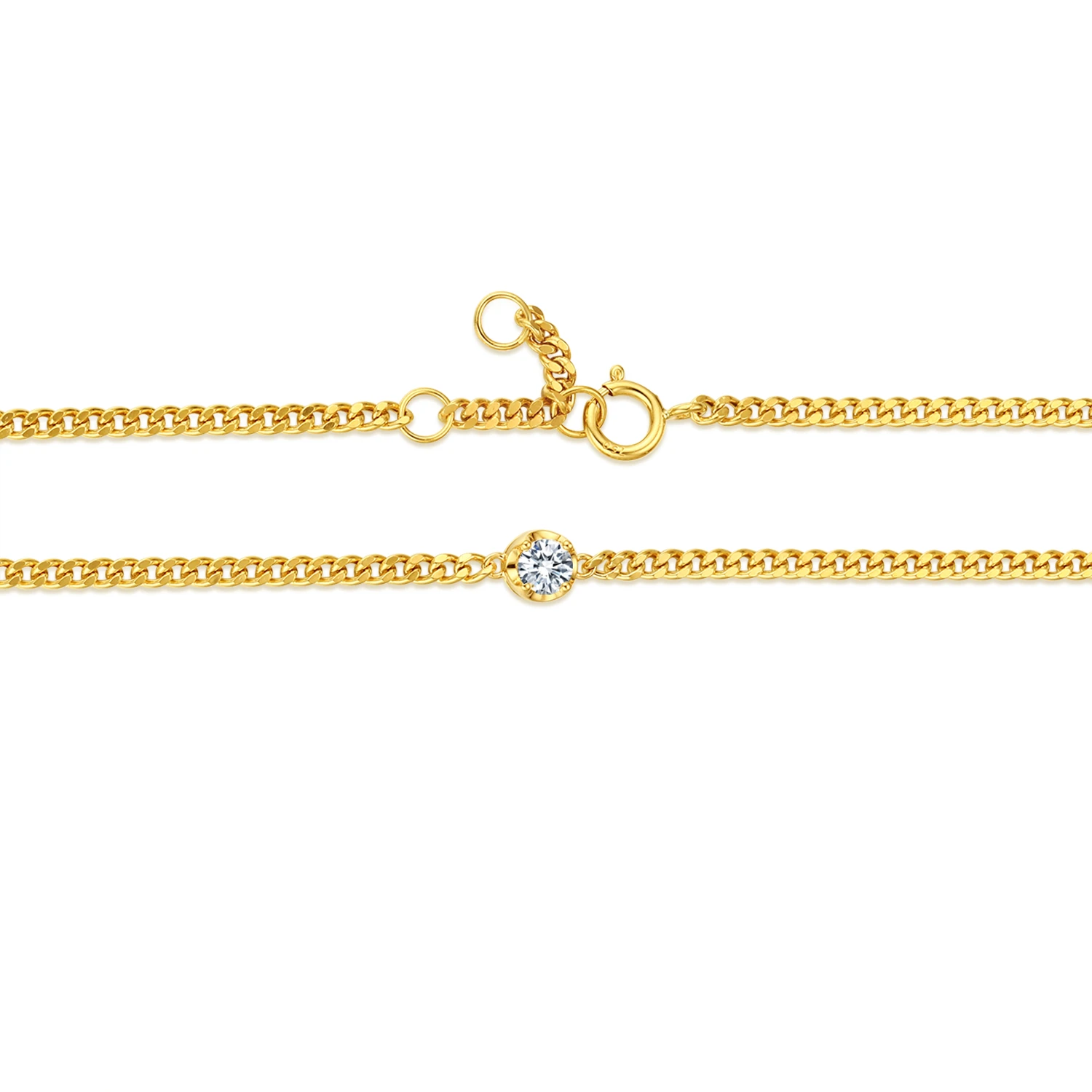 New Arrival 18K Pure Gold CVD HPHT Diamond Cuban Chain Bracelet Solitaire Bubble Diamond Bracelet with Cuban Link Chain
