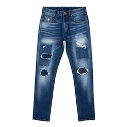 Mens Skinny Jeans 2019 Super Skinny Jeans Men Ripped Stretch Denim Pants Elastic Waist Big Size European