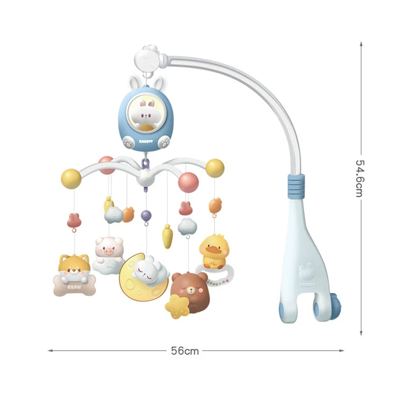 Cute Rabbit Rotating Hanging Bed Bell Baby Toy  Electric Lighting Nursery Toy Musical Mobile Bed Bell Toys for Baby