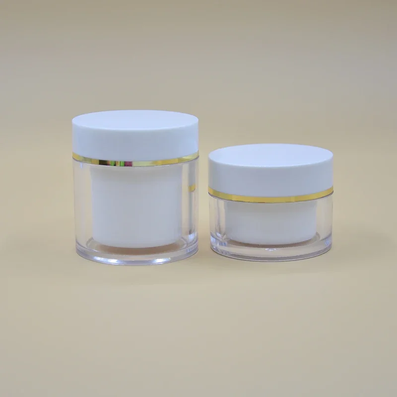 50g 30g Skin Care  Clear Round Acrylic Plastic Facial Cream Moisturizer Lotion Jar Cosmetic Packaging With Gold Stamping Cap