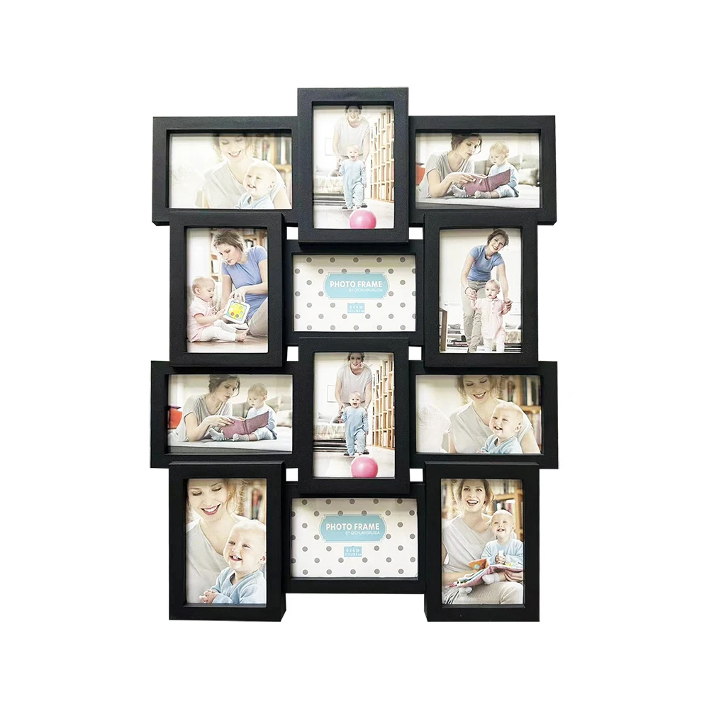 New Design Hot Sale 12 opening collage plastic (pp) photo frame  for wall decoration Picture frame wholesale plastic frame