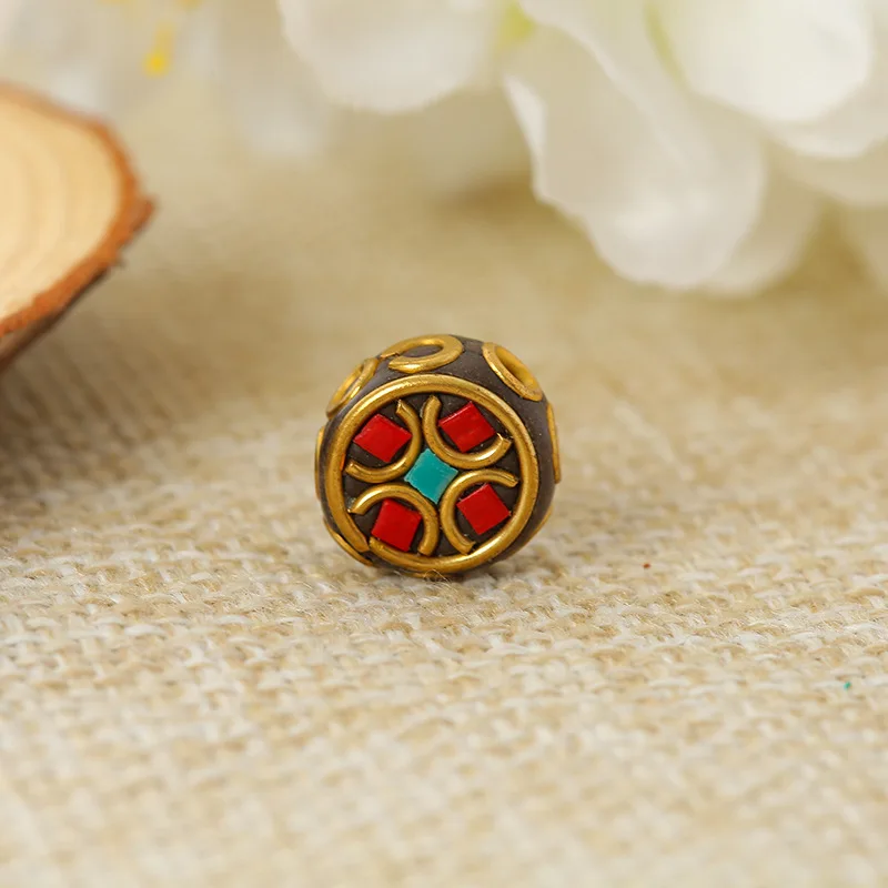 Hot Sale Handmade Round Brass Buddhist Tibetan Nepalese Bead for Jewelry Making