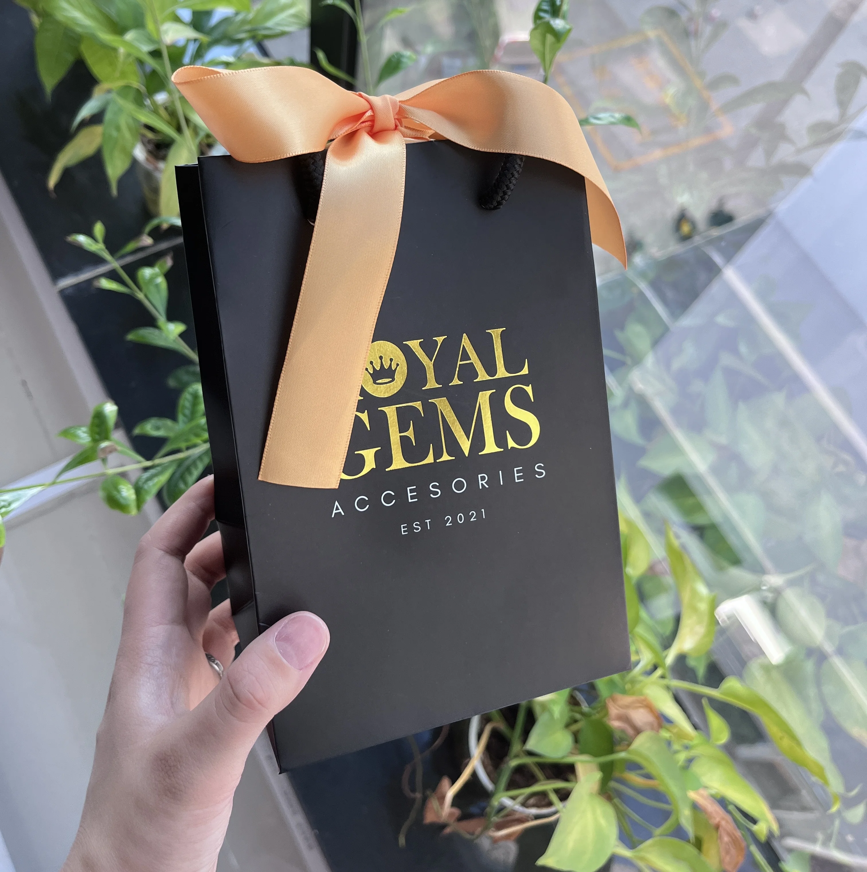 luxury small bags high quality shopping paper bag jewelry gift packaging bags with ribbon bow