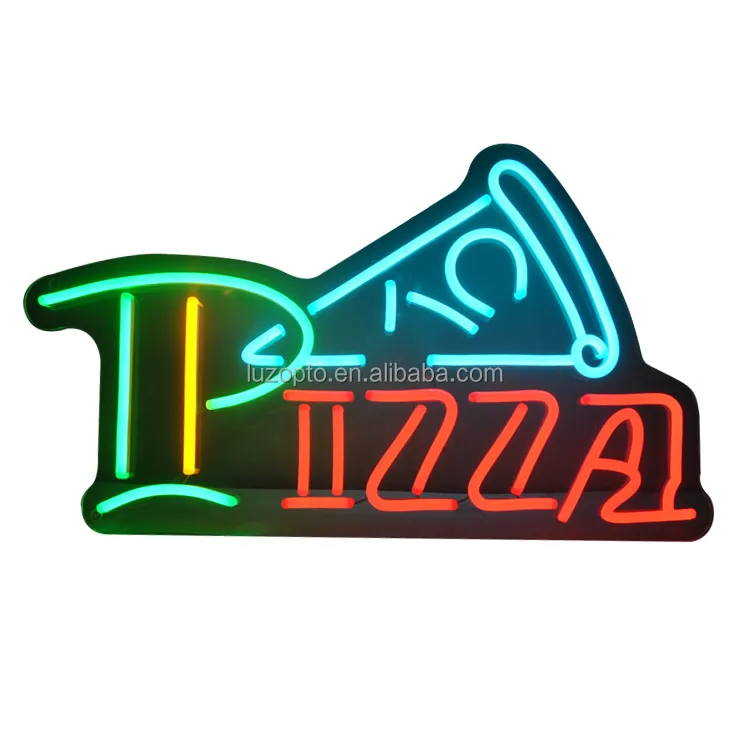 customized small glass neon led light sign pizza neon sign