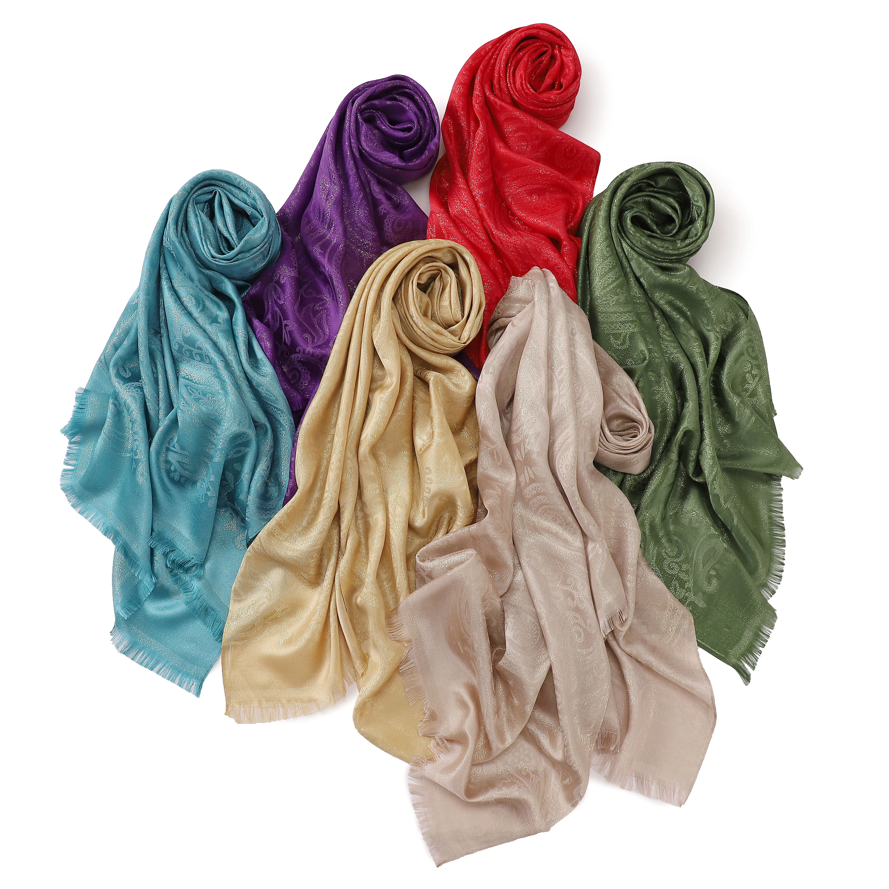 New Arrival Fashion Malaysia Women Golden Linen Plain Hijab Scarf Muslim Glitter Shimmer Silk Shawl Ethnic Woman Shimmery Scarfs