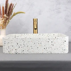 White concrete sink terrazzo wash basin and bathroom sink