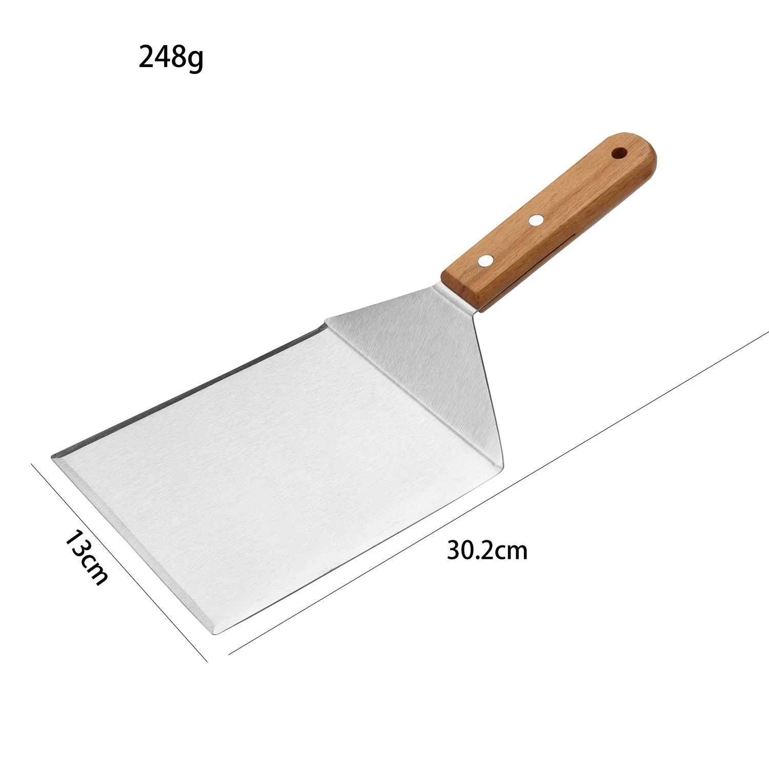 Manjia Portable Extra Large Wide BBQ Grill Accessories Flat Top Griddle Spatula Wood Handle Grill Spatula Scraper Pizza Turner