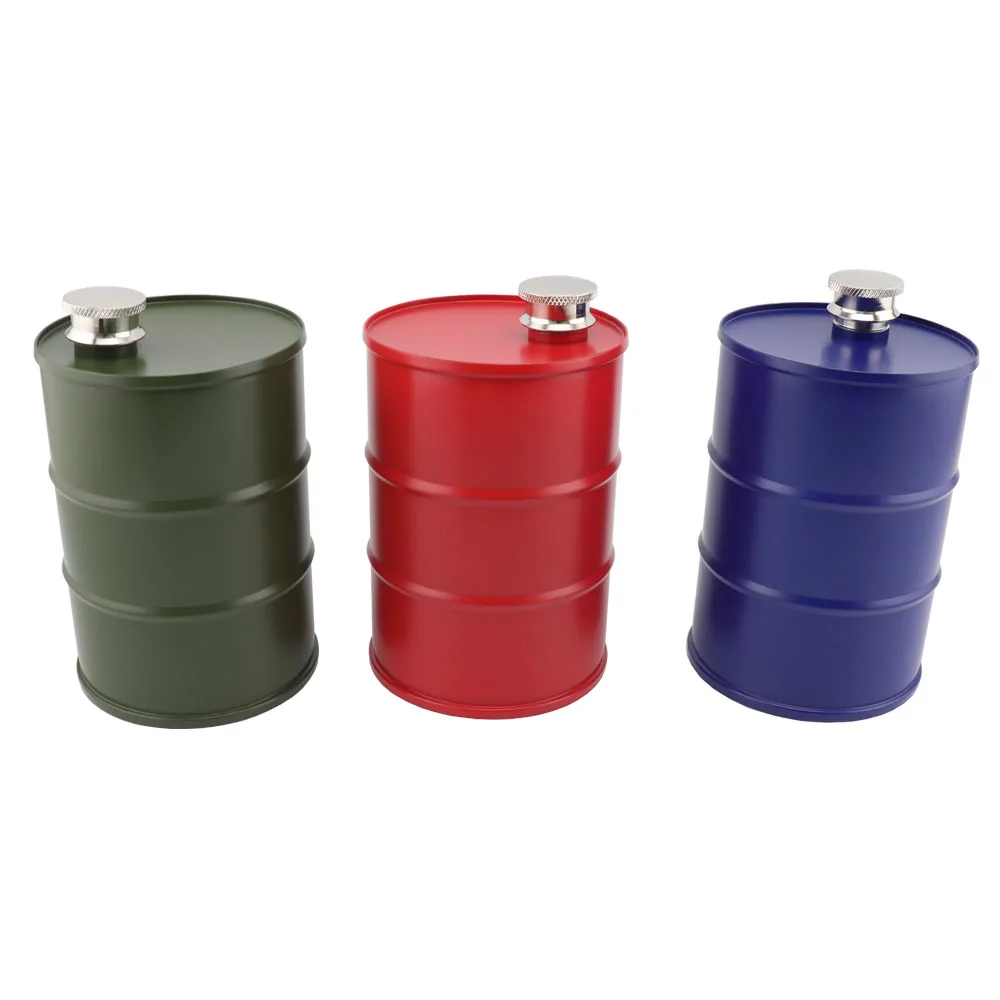 25OZ Stainless Steel Alcohol Liquor Hip Flask Whisky Vodka Oil Drums Shape Whiskey Flagon Oil Barrel Jug