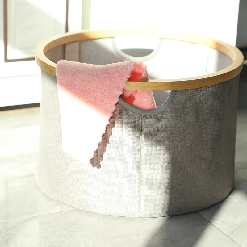 Factory Wholesale Dirty Clothes Bamboo Storage Basket Foldable  Laundry Hamper Cabinet Bamboo Wood Laundry Basket