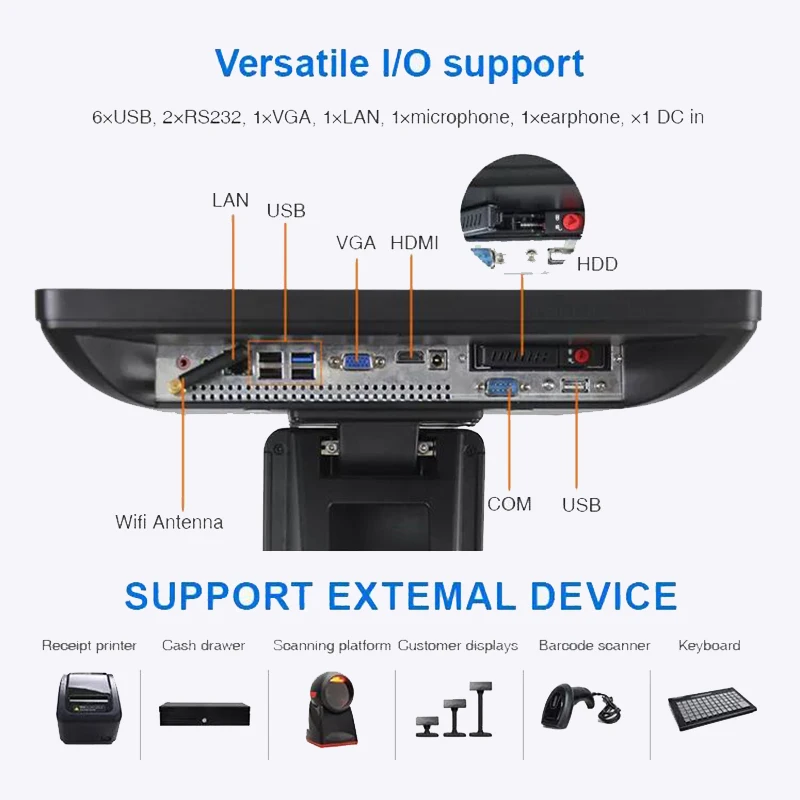 TOUSEI point of sale price checker android barcode pos pc computer payment systems all in one cash register terminal machine