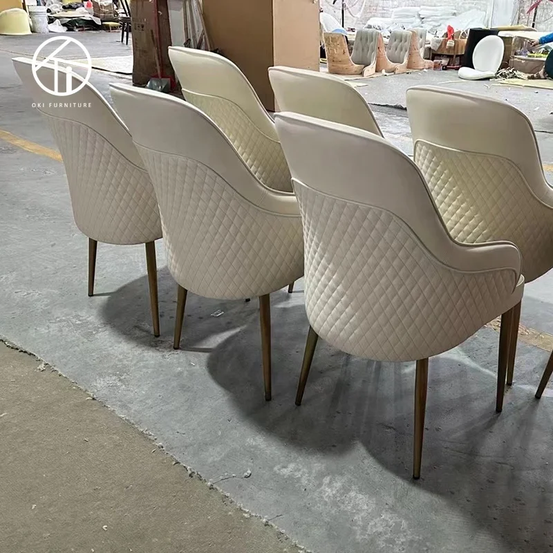 Italy design modern backrest make up armchair Europe contracted luxury restaurant leather dining chair