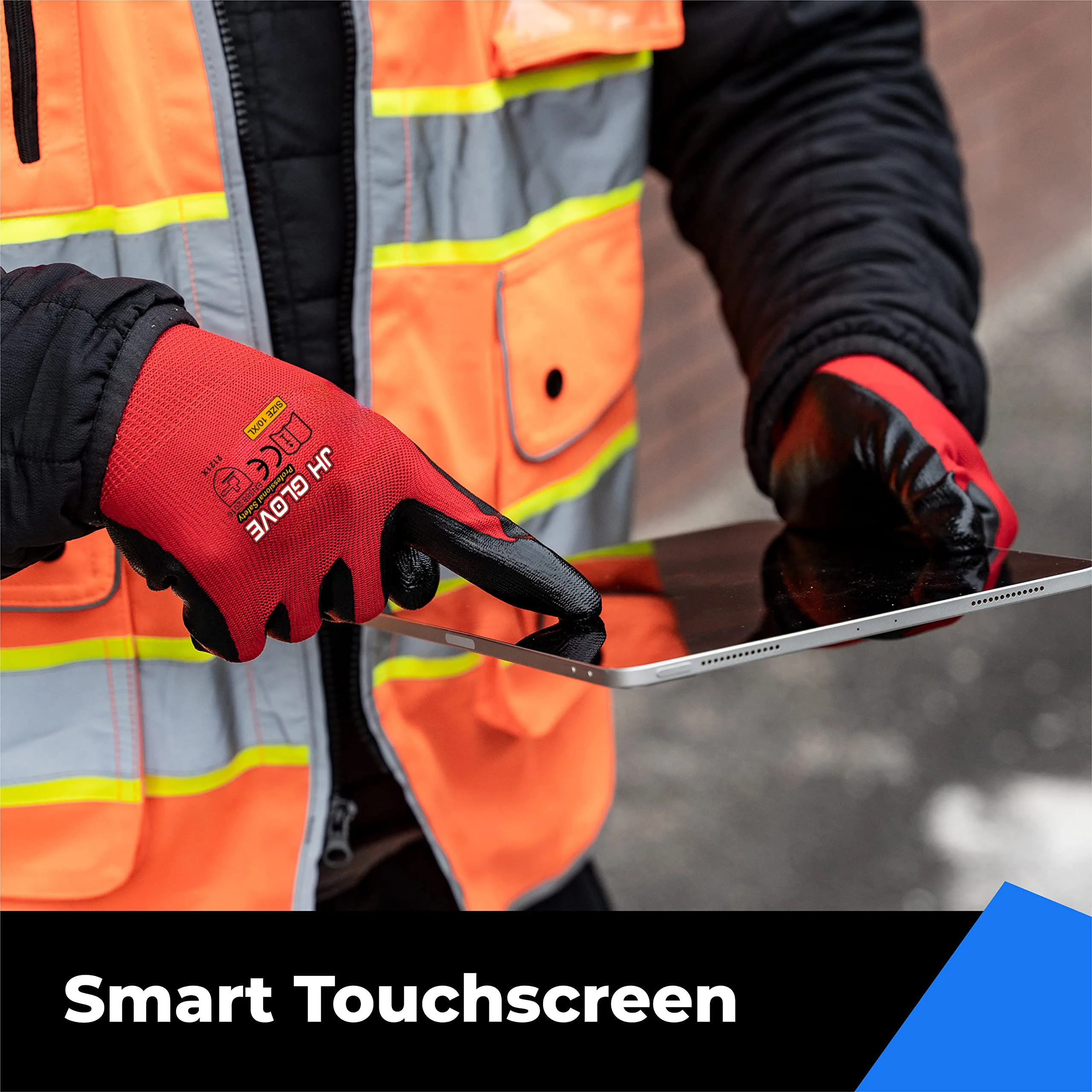 China Construction  factory wholesale red polyester nylon gloves with black Nitrile coated safety gloves en388 work gloves