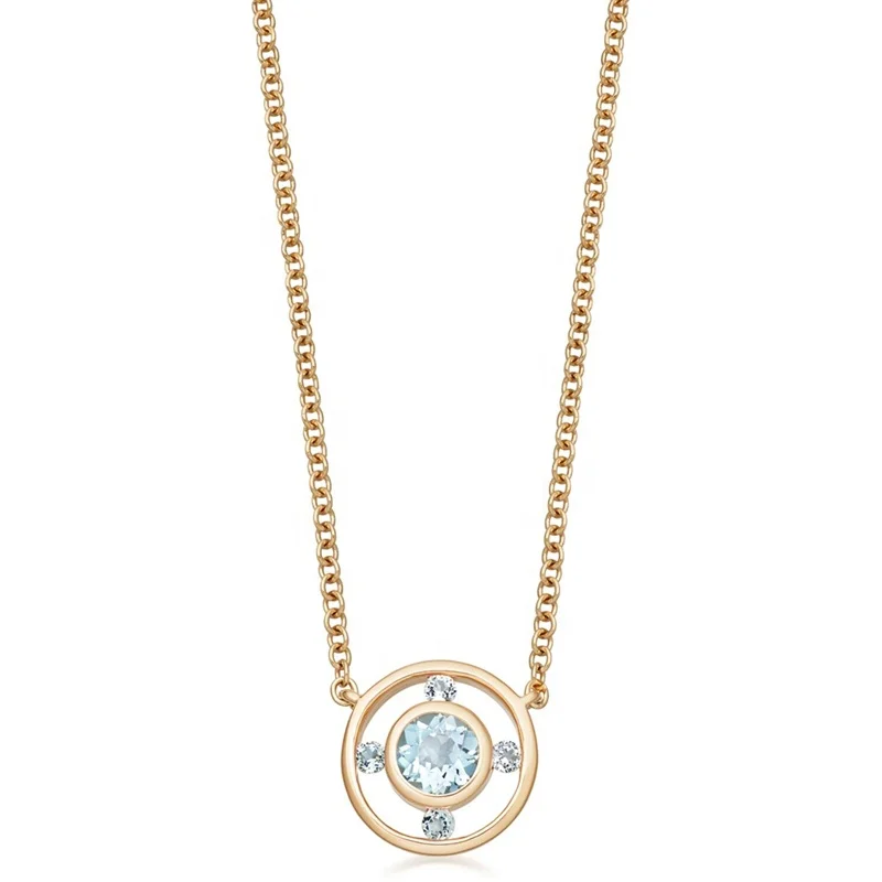 HYH high quality 925 silver topaz circle necklace