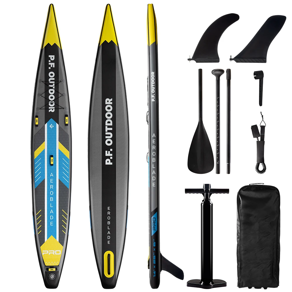 Newly designed standing up racing water sports surfboard sup-board racing inflatable paddle board 14ft race sup board
