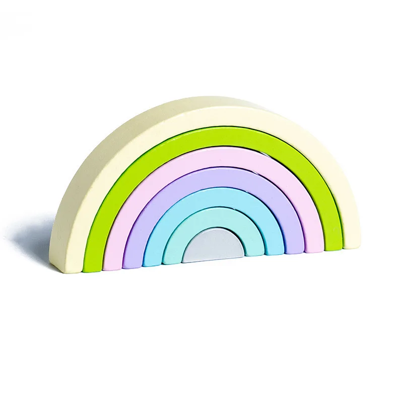 Trending products 2024 new arrivals wooden rainbow stacking toy building block sets educational toy for children