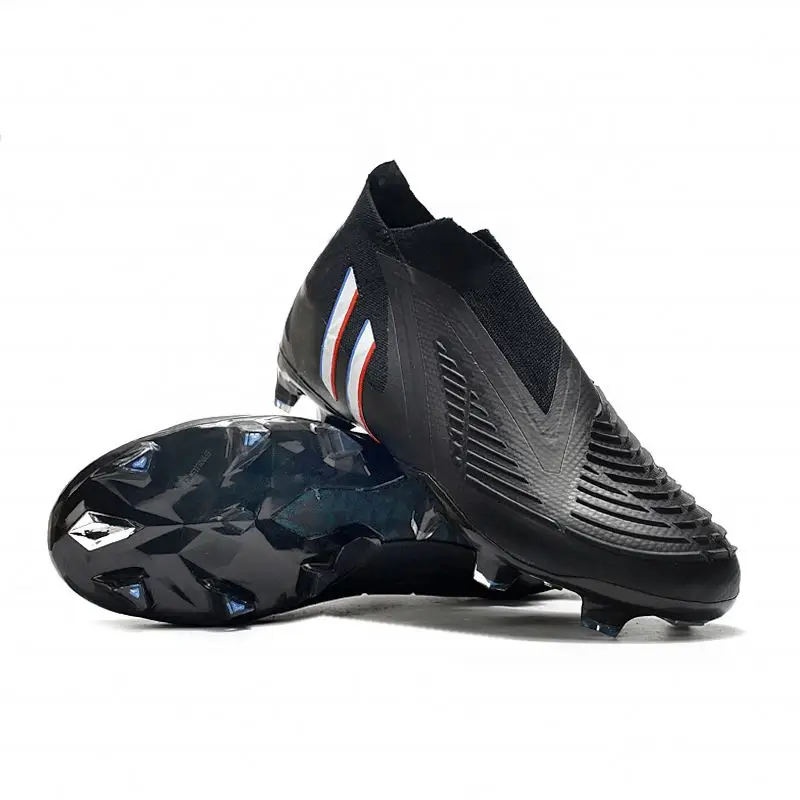 Black 22 Predator Edge Geometric.+ FG9 Soccer Boots Electroplated Knitted High Top Soccer Cleats Boots