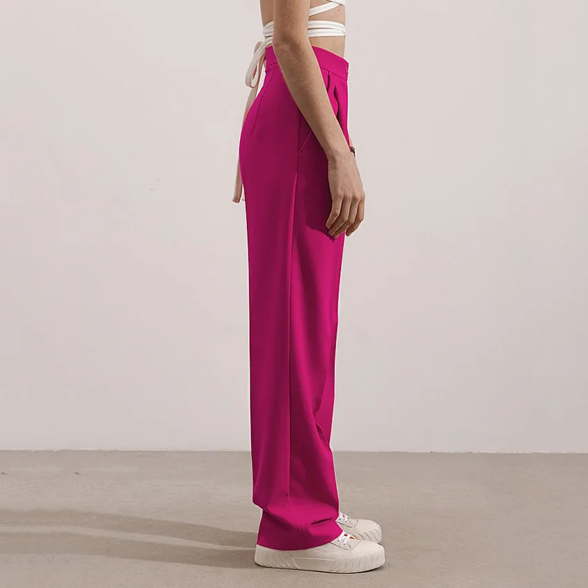 Mandy Trousers Casual Straight Pants Suit Pants Red New High Waist Slim 2023 Spring Women Office Lady Loose Summer One Piece Dress