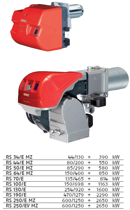 Original Riello RS/E-EV MZ burners series covers a firing range from 44 to 2650 kW,Modulating Gas Burners