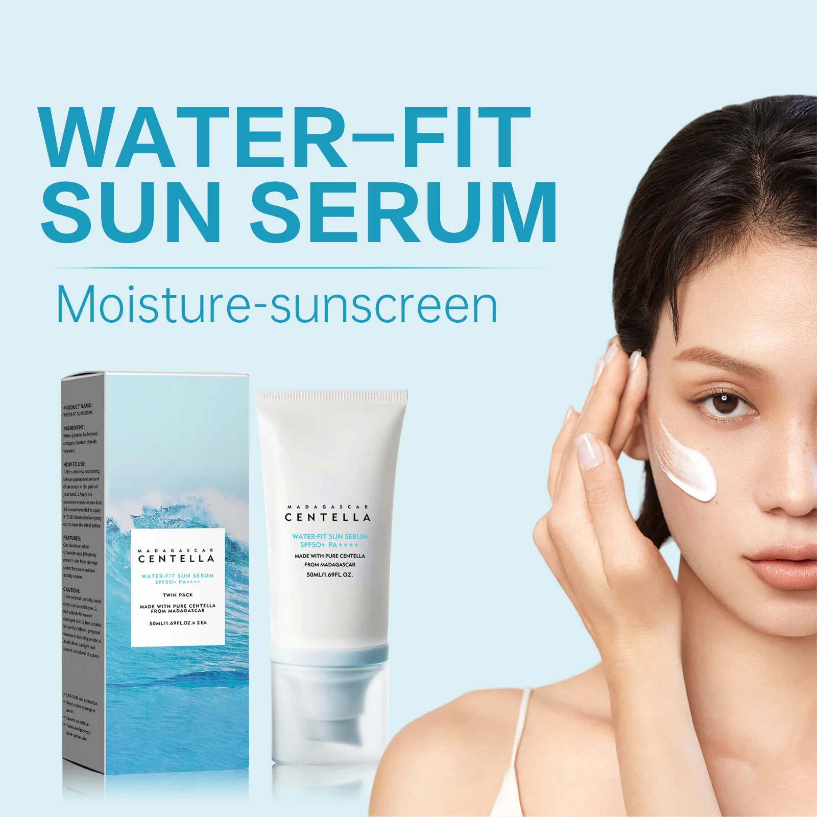 Centella 50ml SPF50 Moisturizer Hyaluronic Acid Face Cream Sun Protection Calming Nourishing Soothing Sunscreen Skin Care