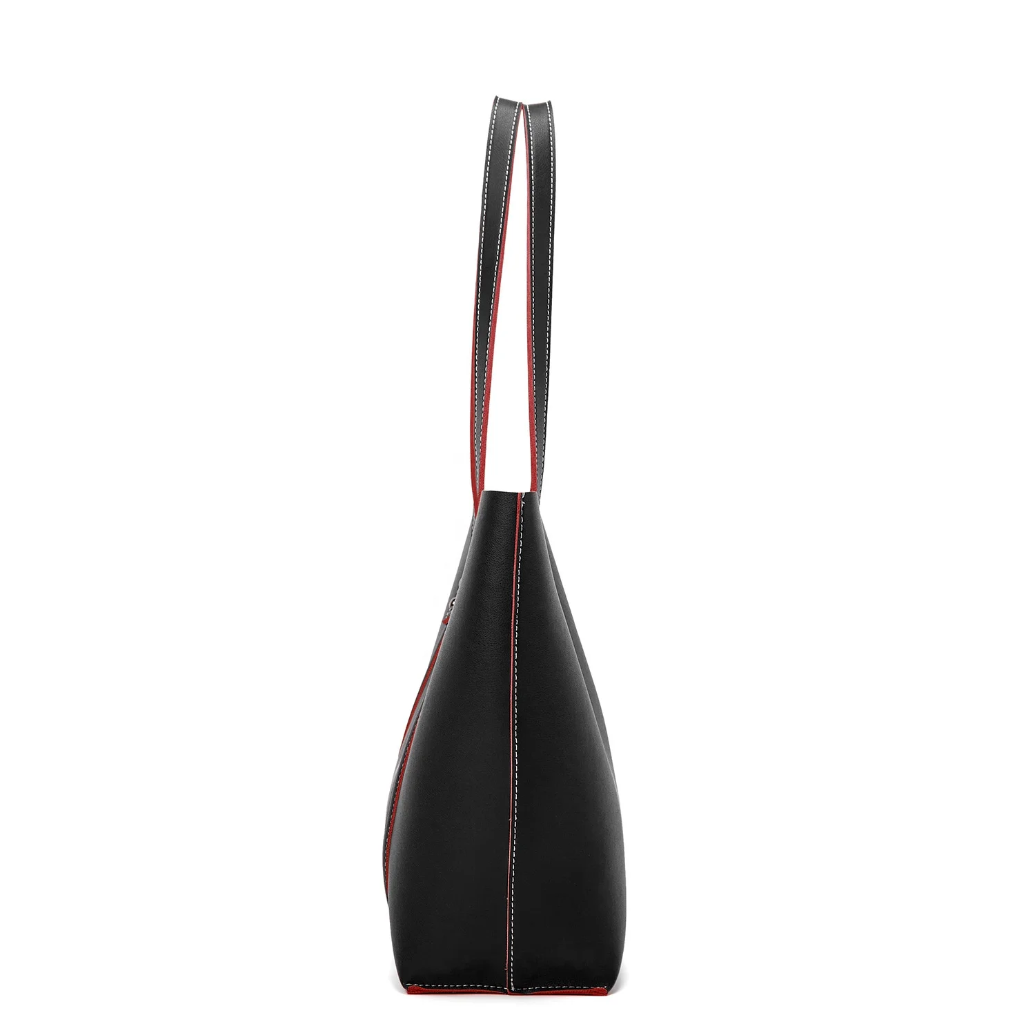 Women Large Capacity Recycled Sustainable Vegan Artificial Soft PU Leather Woven Handle Shoulder Tote Bag