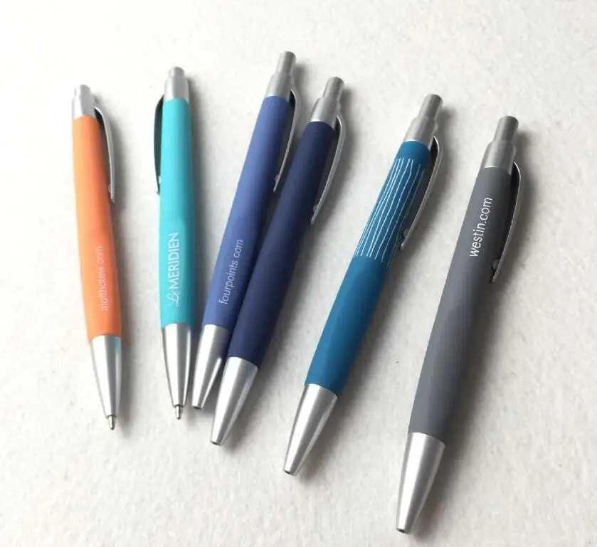 Aspire Blank Plastic Hotel Ballpoint Pen with Rubber Finish Push Ball Pens With Custom Logo for Promotional Gift Pen