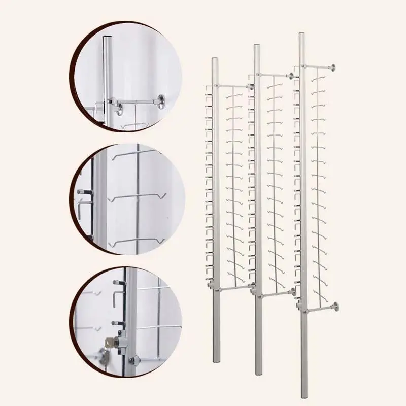 Lockable Theftproof Wall Mounted Holder 12 Pairs Eye Glasses Display Rods Stand