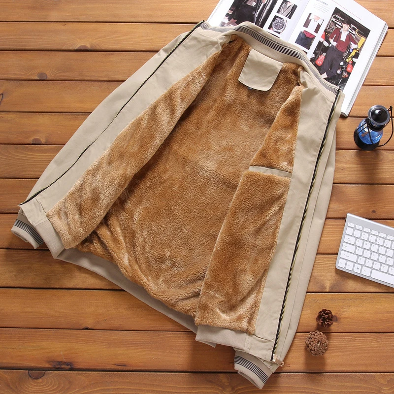 Autumn Bomber Jackets Male Outwear Fleece Thick Warm Windbreaker Jacket Mens Baseball Coats Casual