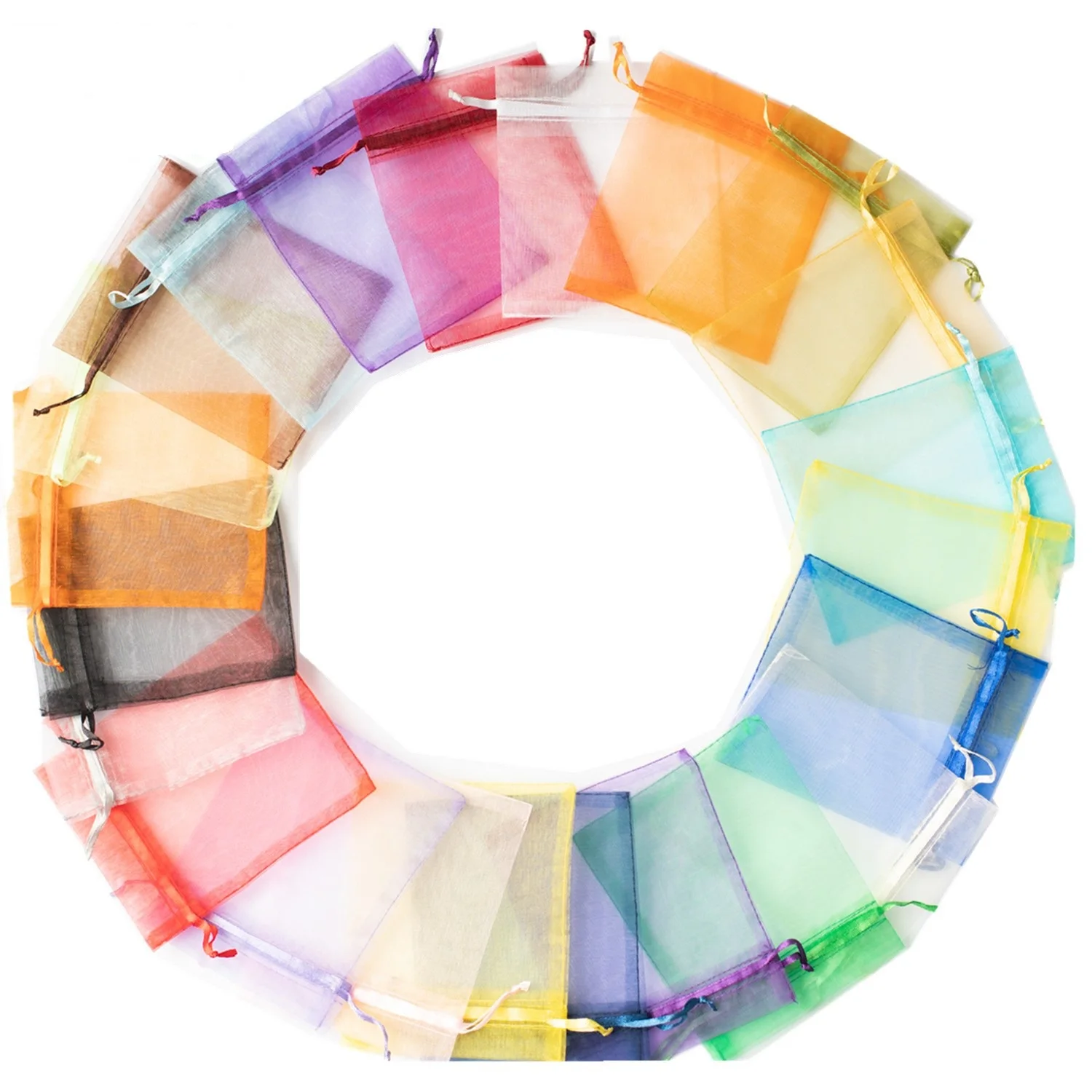 Сумки из органзы разных цветов, Подарочный пакет, 100 шт., 7x9 см