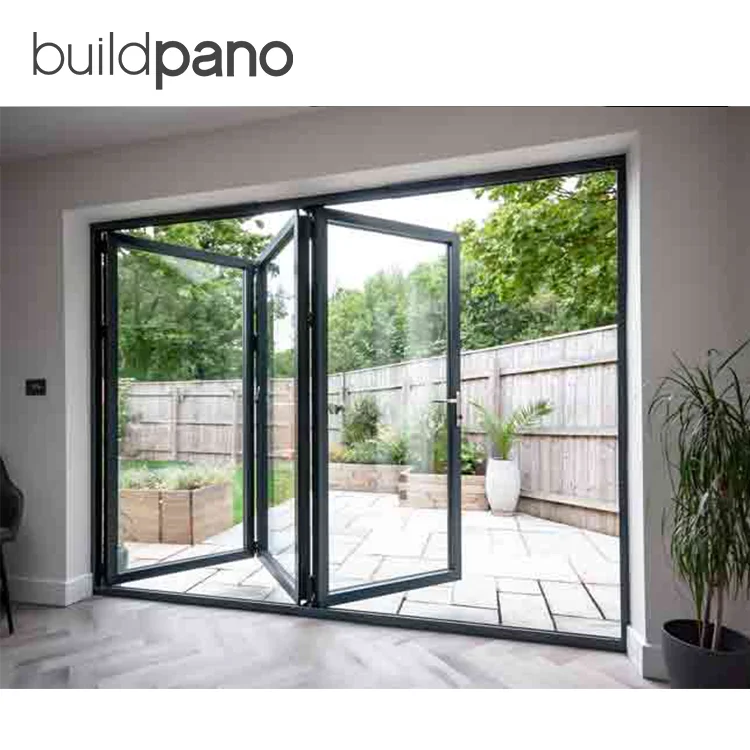 Exterior aluminum bifold door soundproof glass folding doors with German brand accessory handles