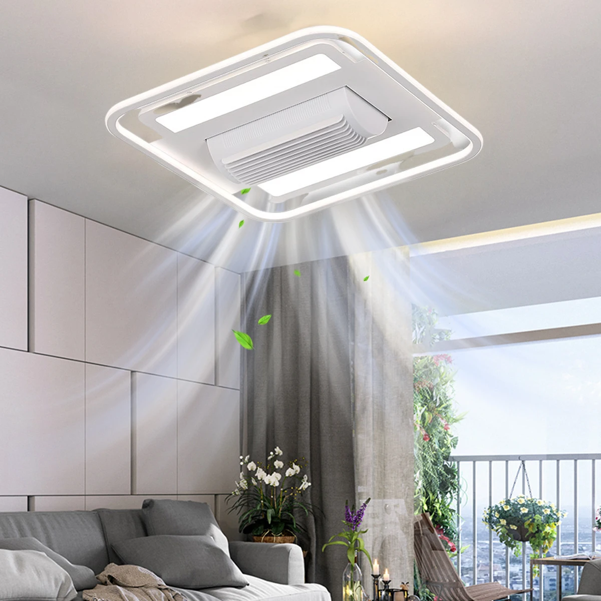 110-240V Ceiling Fan OEM RTS Home Office Bladeless LED Ceiling Fan with Lighting Remote Control Luminous Light