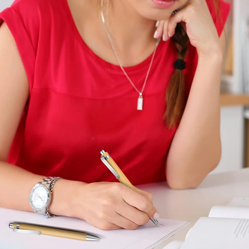 CJ428 Printed Engraved Custom Logo ball Pen Box For Press Advertising Office School Business Gift Wood Ballpoint Pen Bamboo pen