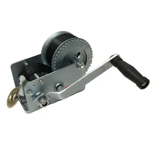 2200lbs Marine Boat Trailer Hand Winch with Polyester Strap Webbing Snap Hook