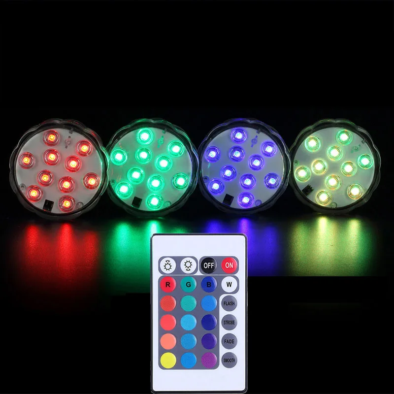  Водонепроницаемый RGB светодиодный светильник для аквариума с дистанционным управлением подводный ночник питанием от батарейки украшение