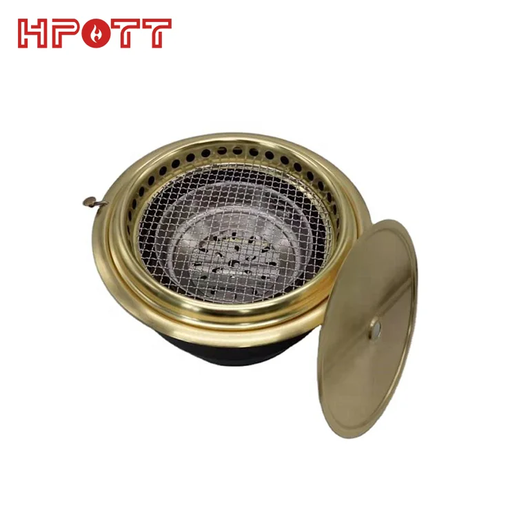 Korean japanese yakiniku samgyupsal indoor restaurant built in round commercial bbq charcoal grill