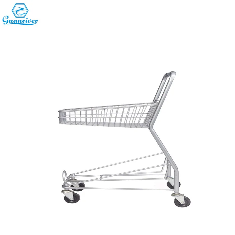 Japanese style Customized Supermarket 2 Tier Shopping Trolley With Double Baskets